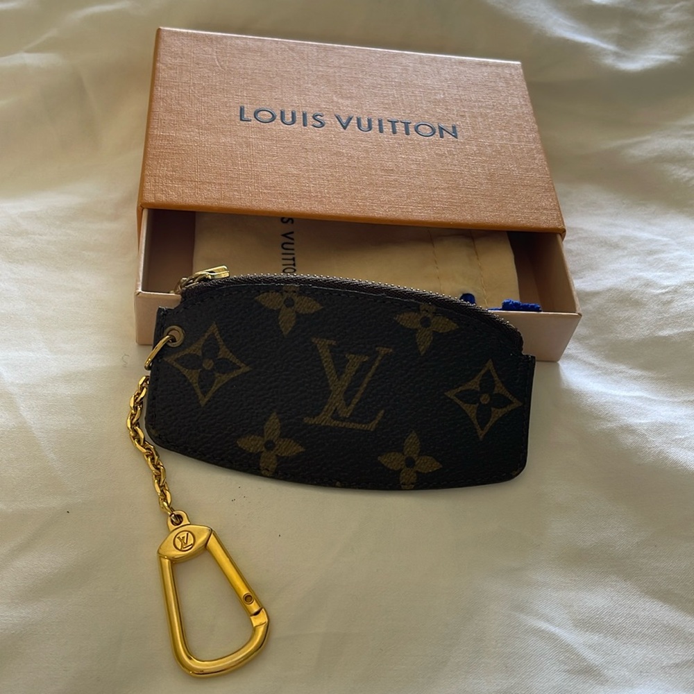 Louis Vuitton Brown and Gold Key chain and pouch.